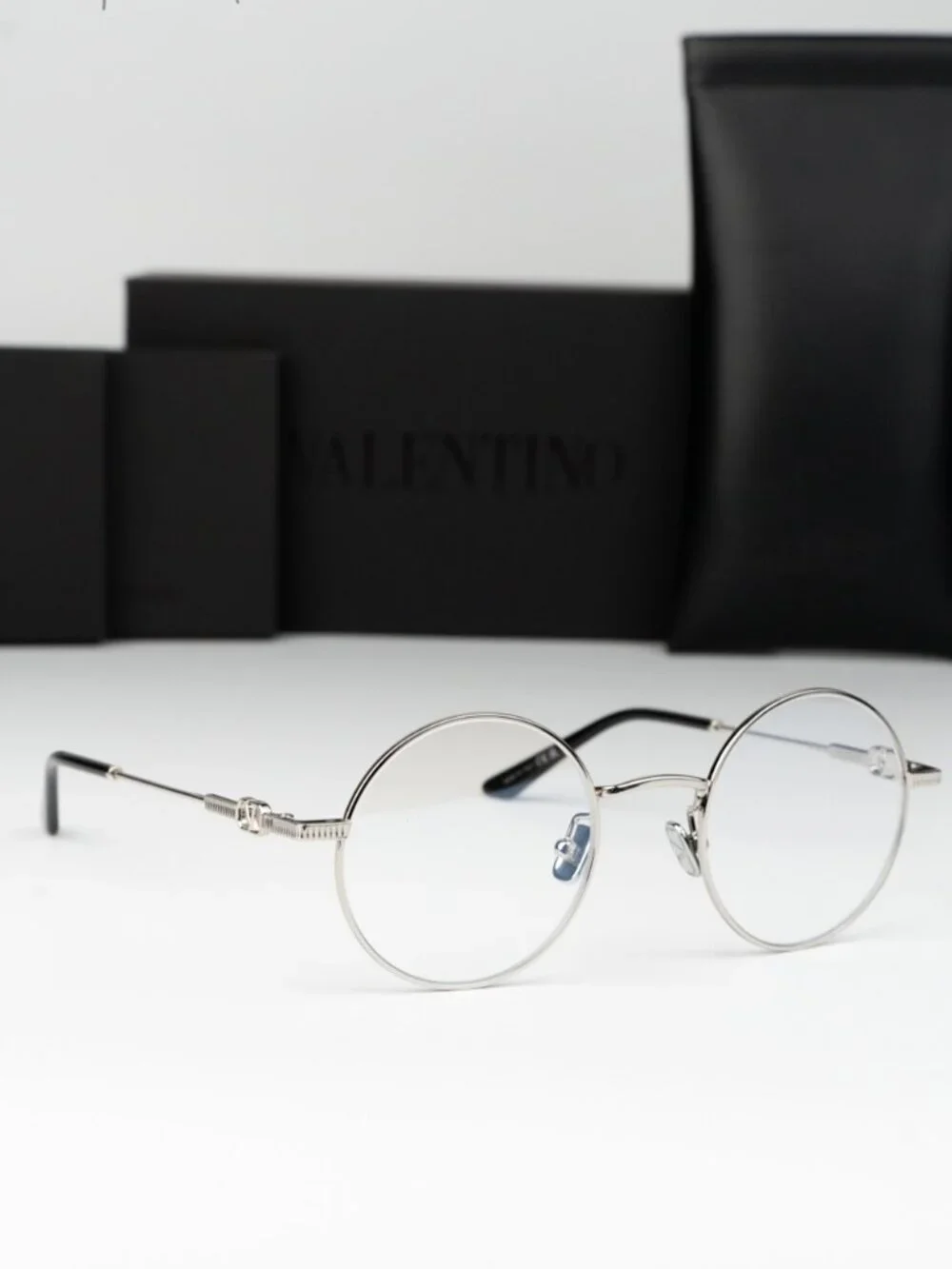 Valentino Women Eyeglasses Silver Transparent Round VLX-173 E NEW AUTHENTIC